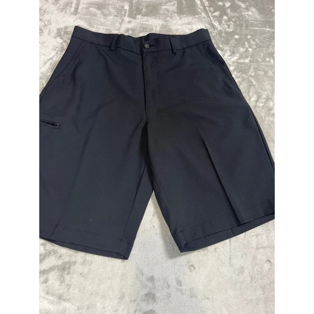 Grand Slam Golf Shorts Mens 32 Black Lightweight Performance Flat Front Preppy